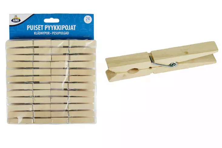 AINO PYYKKIPOIKA PUU 24 KPL - Siivousvälineet - 6416096019637 - 1