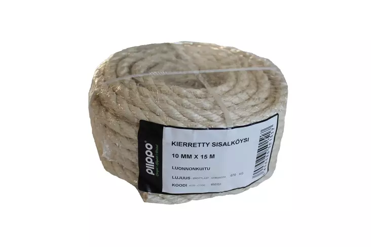 KIERRETTY SISAL 10MM 15M MINIKIEPPI - Narut ja köydet - 6408586501517 - 1