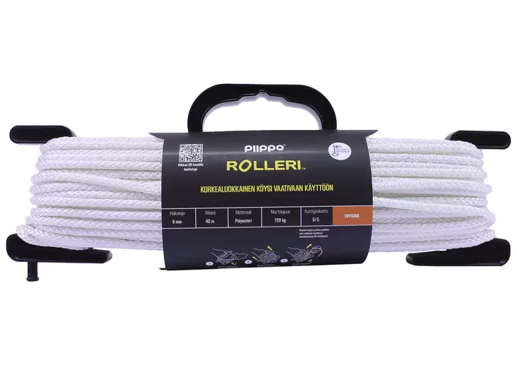 PIIPPO ROLLERI 6MM 40M VALKOINEN - Narut ja köydet - 6408586580277 - 1