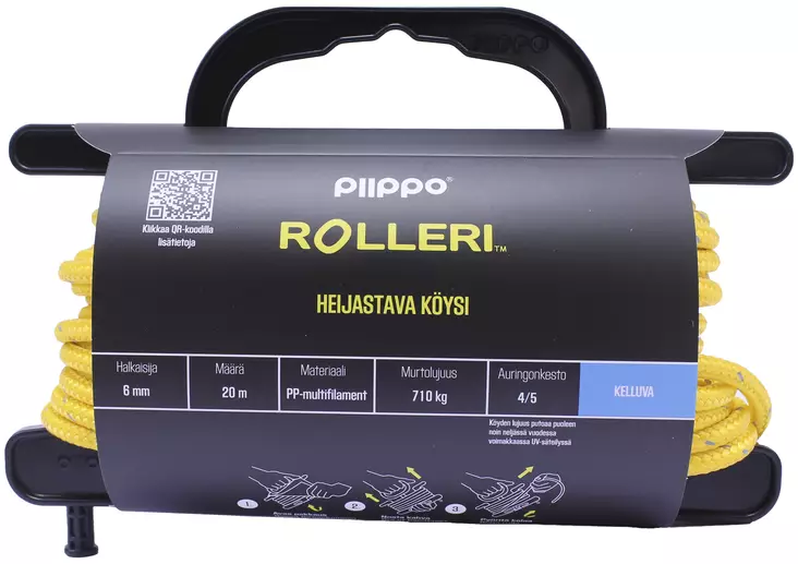 PIIPPO ROLLERI 6MM 20M HEIJASTAVA - Narut ja köydet - 6408586580338 - 1